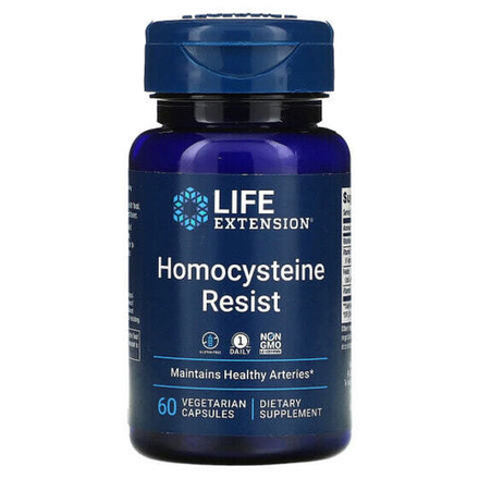 Витамины группы B Life Extension, Homocysteine Resist, добавка для поддержания здорового уровня гомоцистеина, 60 вегетарианских капсул