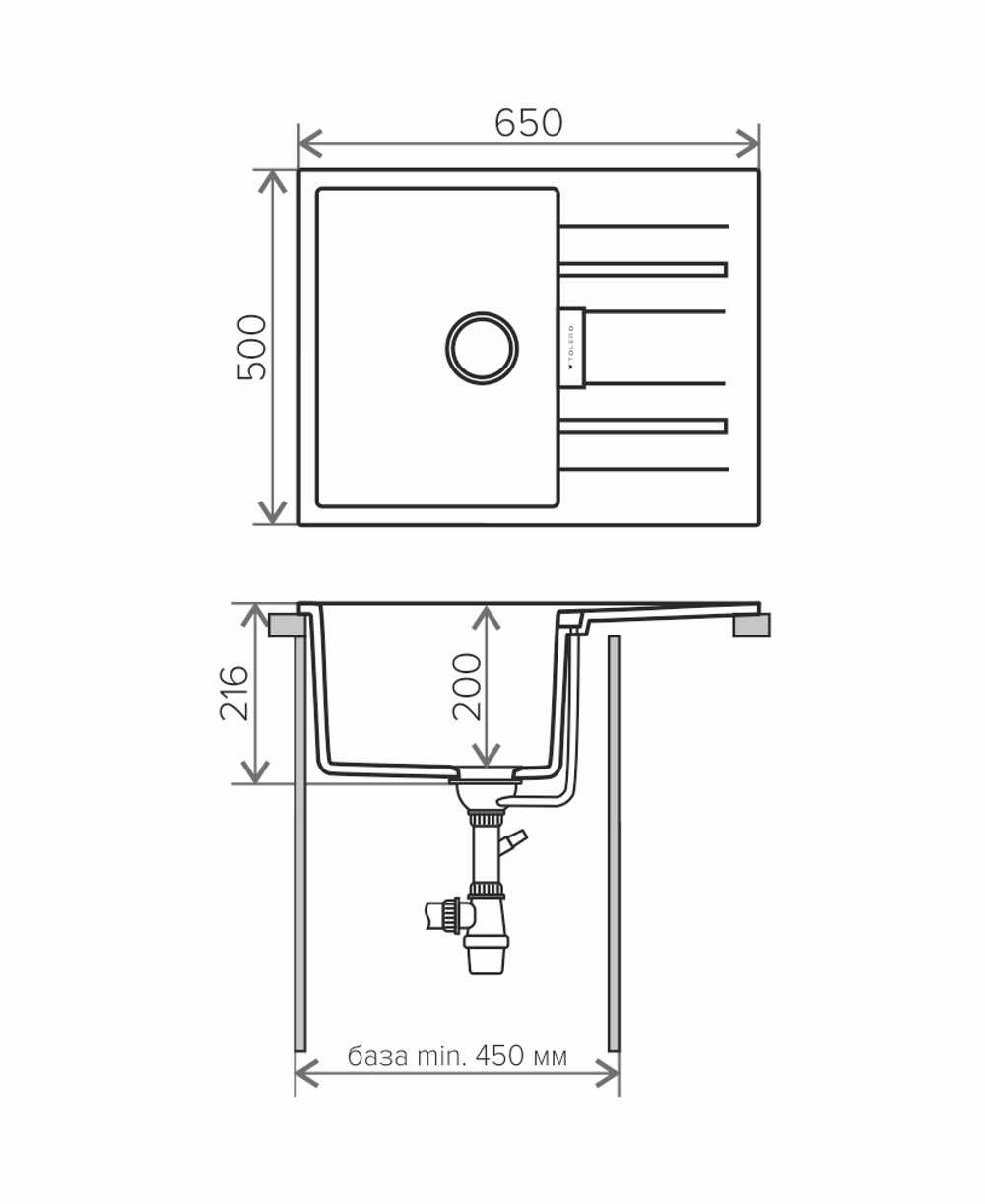 Кухонная мойка Tolero Loft TL-650 650x500мм Сафари №102