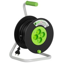 Удлинитель силовой ЭРА GREEN LINE KAT-2x1-40m Greenline на катушке пластик 4 розетки без заземления 40м ПВС 2x1мм2