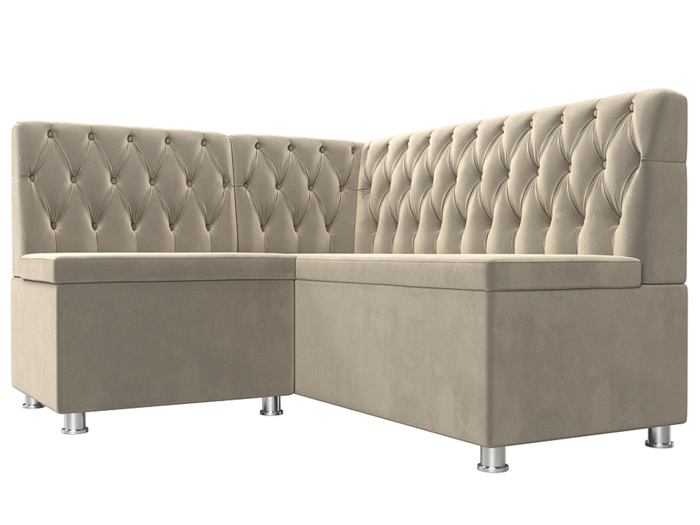 Диван кухонный угловой Мирта левый угол, Бежевый, Микровельвет, 107594L