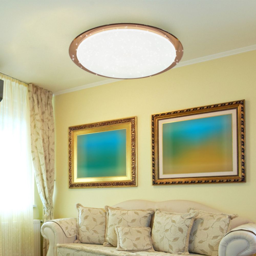 Светильник потолочный светодиодный ЭРА Классик с ДУ SPB-6-70-RC Saturn 70Вт 3000-6500К 5950Лм коричневый кант | Светильники SPB-6 с ДУ