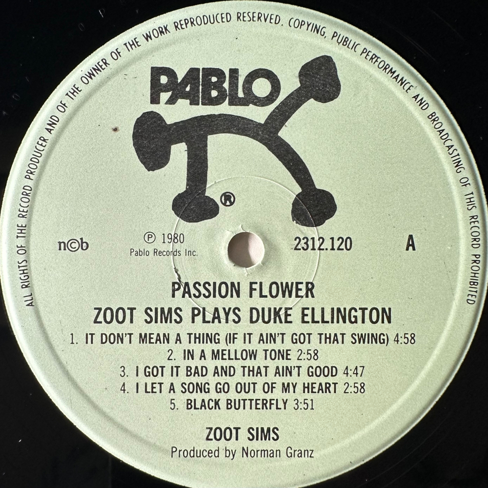 Zoot Sims Plays Duke Ellington ‎– Passion Flower (Скандинавия 1980г.)