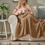 Плед IKEA HUMLEMOTT (ХАМЛЕМОТТ), Светло-коричневый, 130х170 см