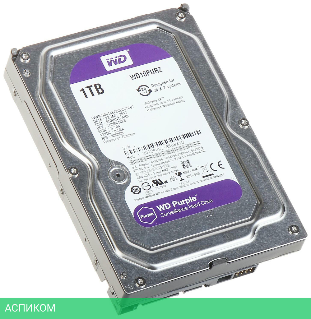 Жесткий диск WD 1TB WD10PURZ
