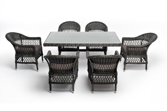 "Амароне" обеденная группа из искусственного ротанга на 6 персон, цвет графит