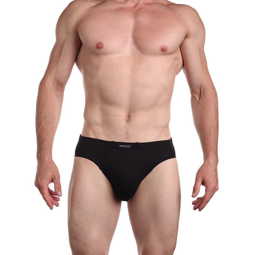 Мужские трусы-слипы с принтом и однотонной вшитой резинкой (Размер: L) (Цвет: темно-синий)