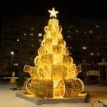 светодиодная елка из подарочной ленты