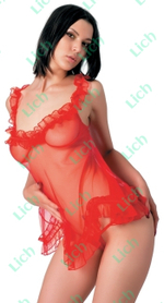 Пеньюар с рюшами и трусики-стринг