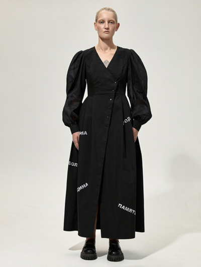 Платье длинное "Заслуженное" с набойкой. Черное