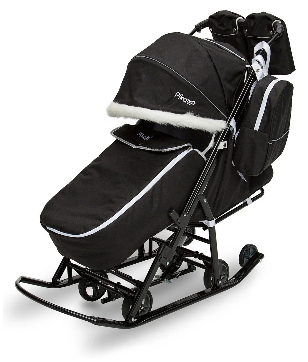 Детские санки-коляска Pikate Arctic (Арктик) чёрный