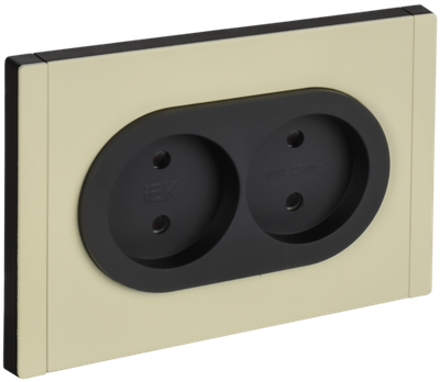 FORTE&PIANO Розетка 2-местная без заземления с защитными шторками безвинтовое крепление 10А FP825M металл серый сланец IEK
