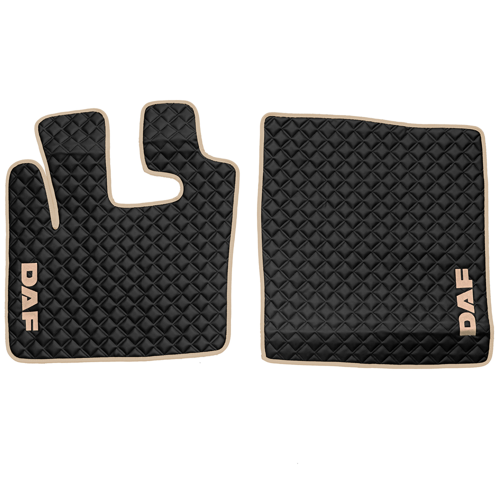 Ковры Daf XF-105 с 2006 года (механика) (экокожа, черный, бежевый кант, бежевая вышивка)