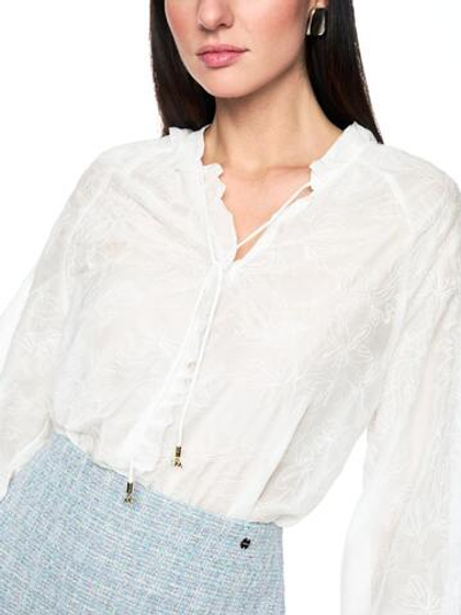 Marc Cain Блуза из тонкого хлопка с вышивкой