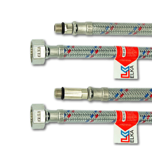 Гибкая подводка для смесителя из нержавеющей стали Elka, ПВХ оболочка, 100 см, 2 шт
