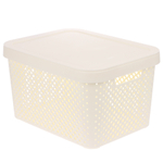 Корзина для хранения с крышкой Plast Team STOCKHOLM, 15 л молочный туман