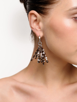 Серьги "Grain brown pearl brush" Silver