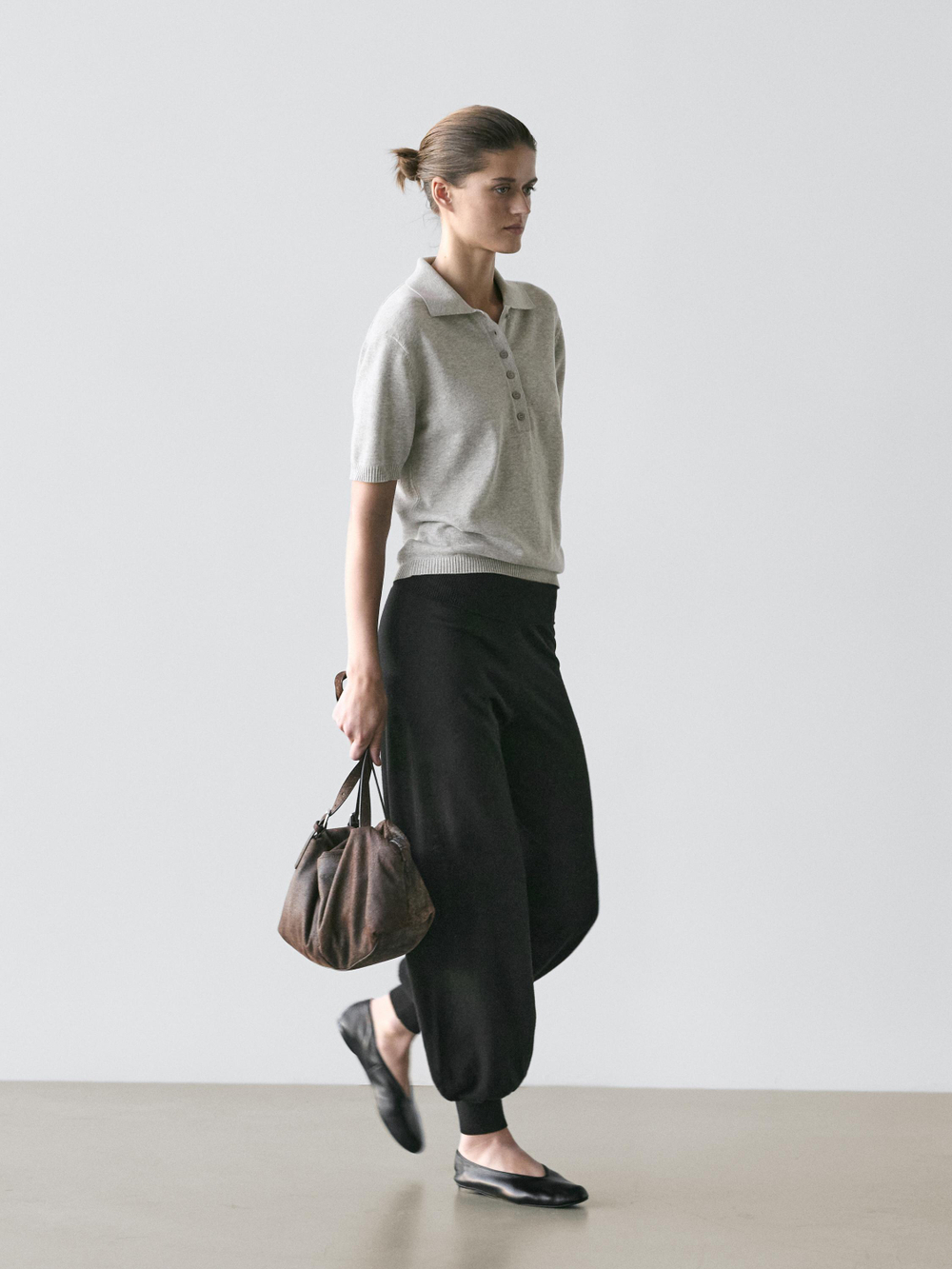 Massimo Dutti Трикотажный свитер-поло, серый