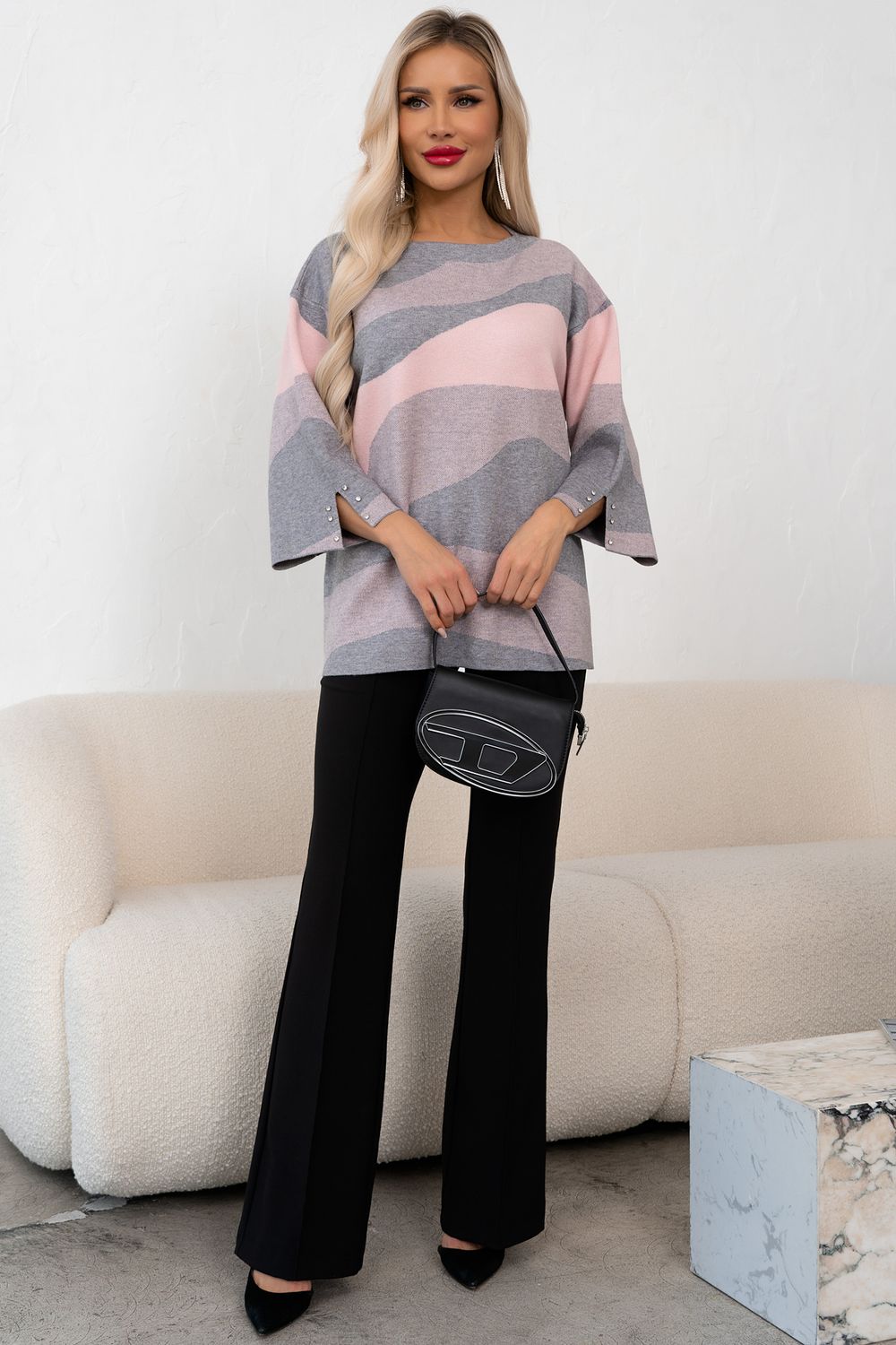 Джемпер (серый/пудровый) Б11-242/23 Nikol