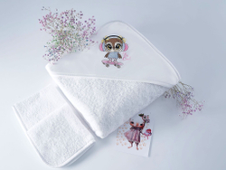 Набор полотенец для новорожденных 120х120 Claire Batiste Atelier Smart Girl с капюшоном и салфетками