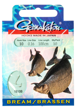 Крючки с поводком Gamakatsu Booklet BR. FEEDER 1810B разм. 10-0.16мм 100см 10шт.