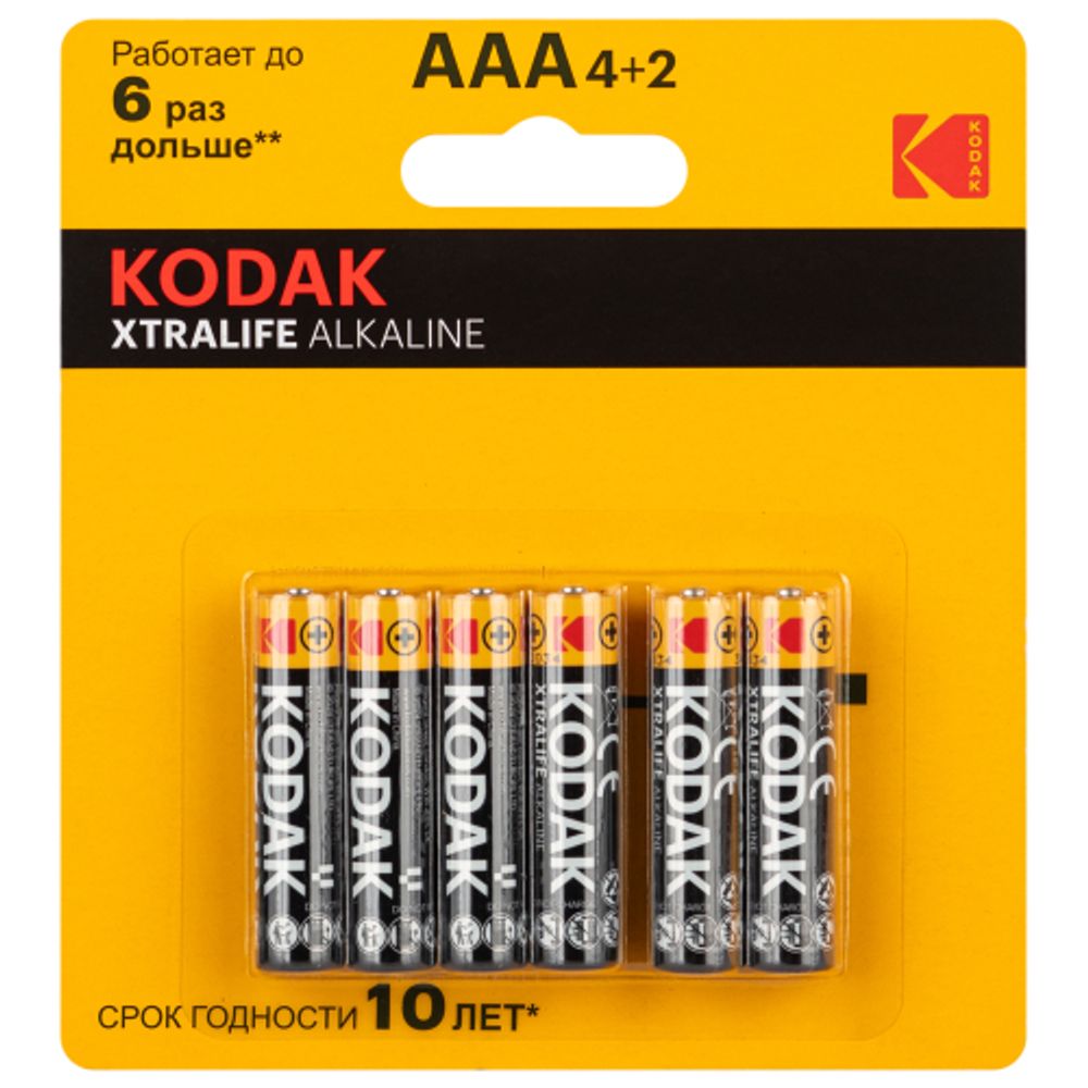 Батарейки Kodak LR03-4+2BL XTRALIFE Alkaline | Батарейки Щелочные (Алкалиновые)