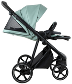 Детская коляска Roan Sol Vintage Leather 2.0 3 в 1 с автокреслом Pituso Baesa Pro Black,Beige Canopy SL/13/L Misti Mint/Grey/руч. Серый