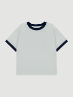 Футболка с контрастной окантовкой Mjölk Серо-голубой/Синий
