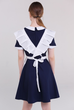 Фартук школьный для девочки белый габардин однотонный строгий габардиновый на первое 1 сентября на последний звонок на линейку