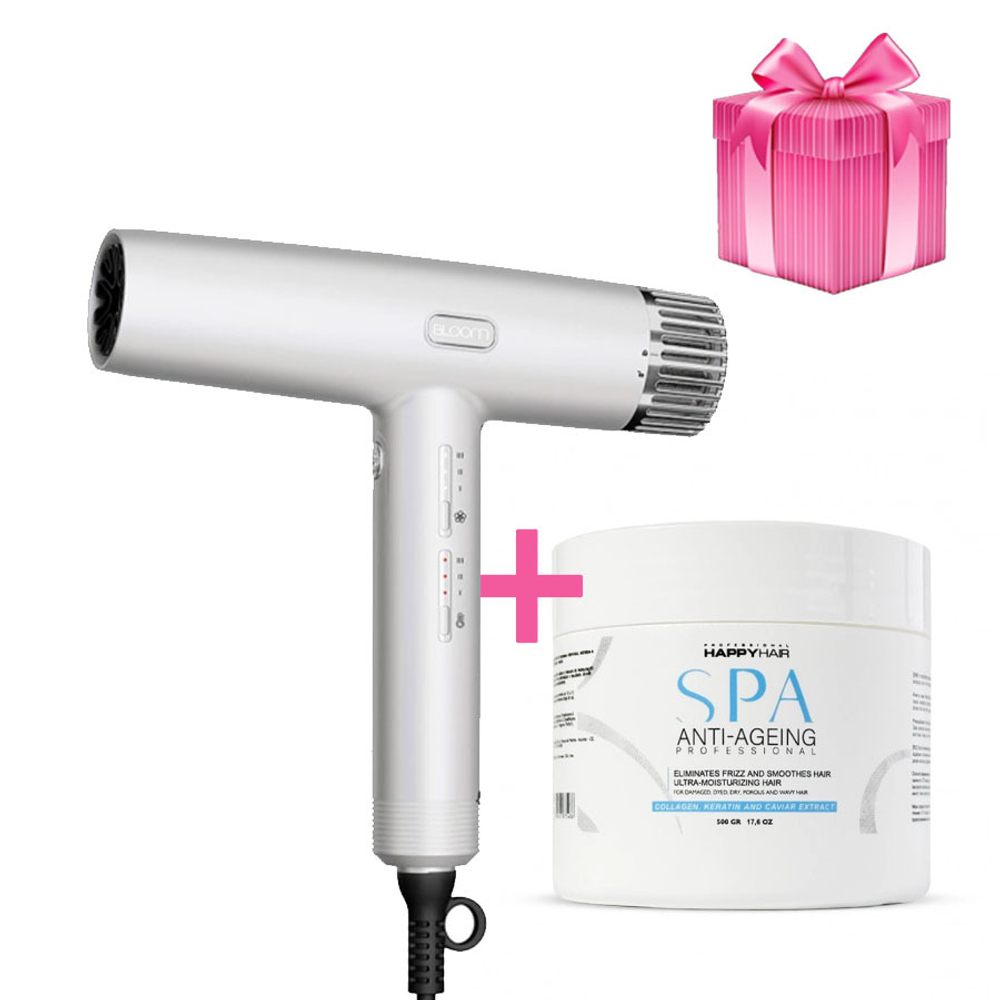 Фен Bloom 2000 W + подарок Ботокс Happy Hair SPA Anti-Ageing 500 гр