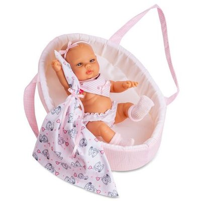 Кукла BERJUAN виниловая 30см Baby в люльке в пакете (500)