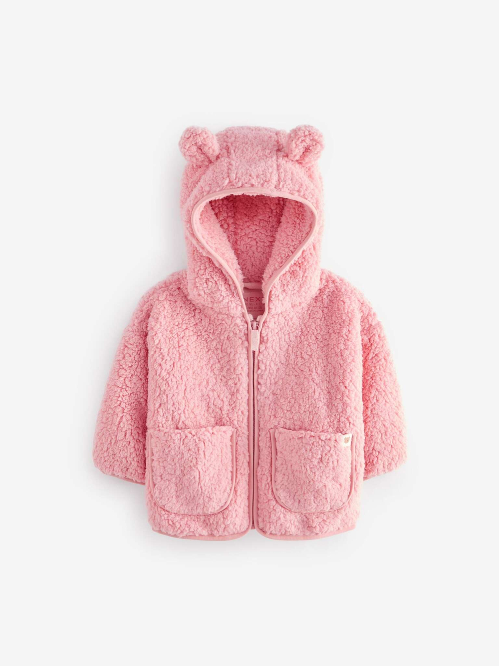 Куртка флисовая с капюшоном на молнии для девочки Next 378-049, Розовый