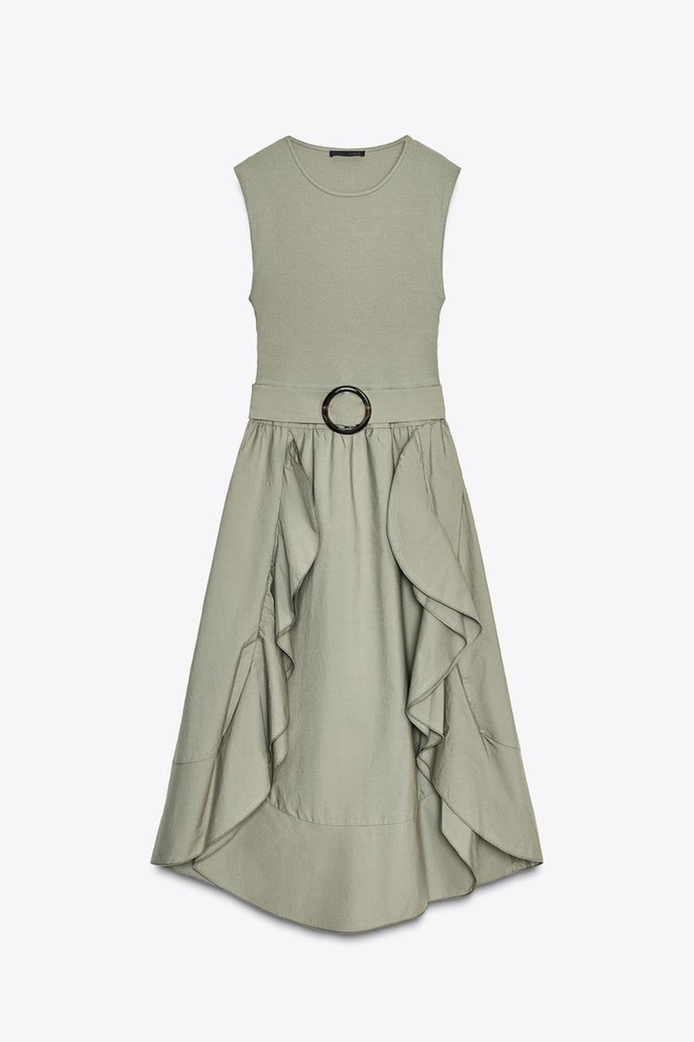 ZARA КОМБИНИРОВАННОЕ ПЛАТЬЕ С РЕМНЕМ, ХАКИ