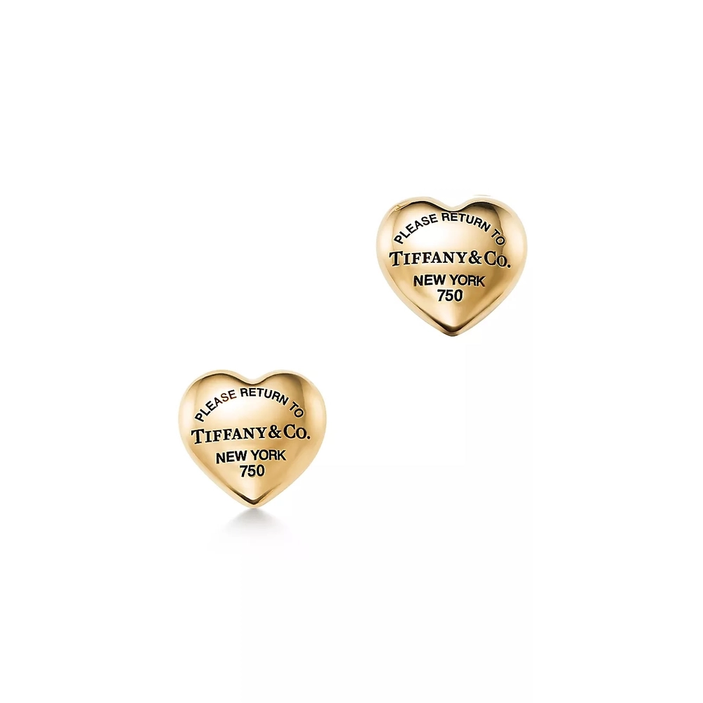 Серьги - сердечки из жёлтого золота 750 проба, Tiffany 💗Единственные в наличии