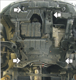 Защита картера Двигателя, КПП. 5 мм, Алюминий. для Mitsubishi Outlander XL 2007-2009 MOTODOR.31301