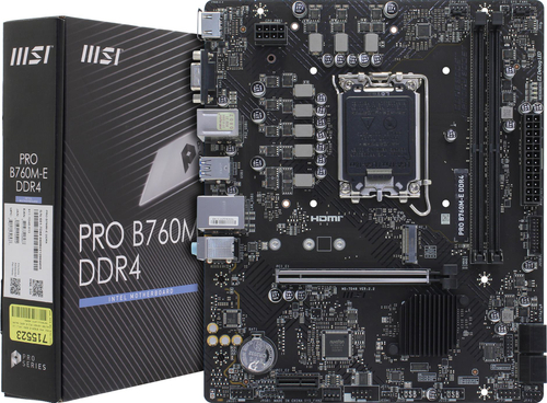 Мат. плата MSI PRO B760M-E DDR4 (RTL) LGA1700 <B760> PCI-E HDMI GbLAN SATA MicroATX 2DDR4