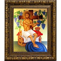 Христос Виноградная Лоза. Икона Иисуса Христа на холсте