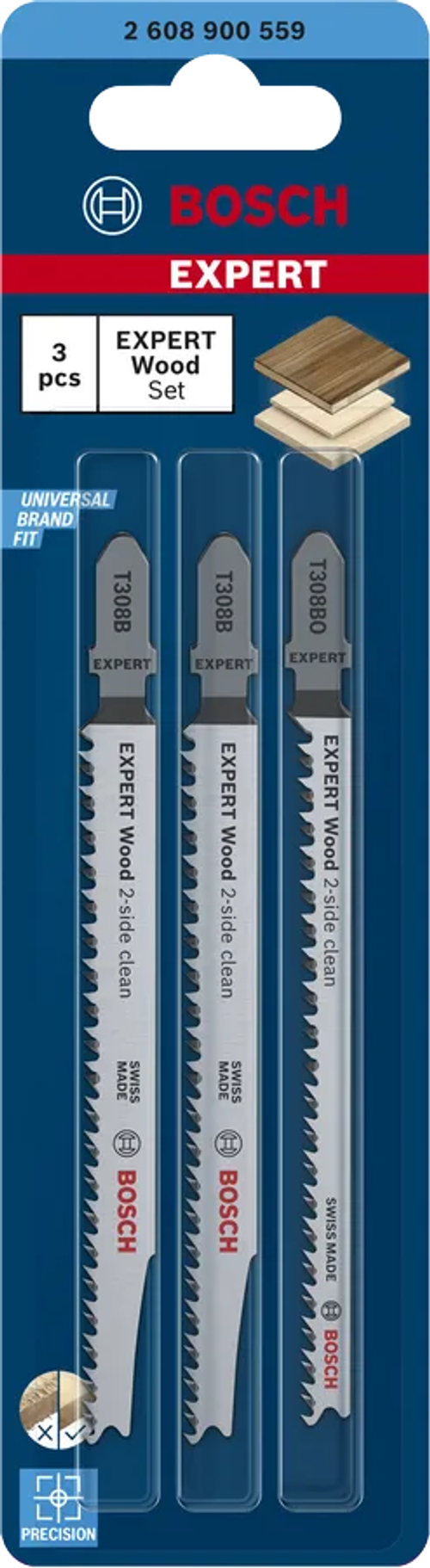 Набор пилок для лобзика T308B/ T308BO 2-side clean Wood Expert BOSCH 2608900559