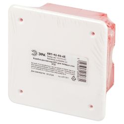 Распаячная коробка ЭРА KRT-92-92-45 скрытой установки красно-белая 92х92х45мм для твердых стен саморезы крышка IP20