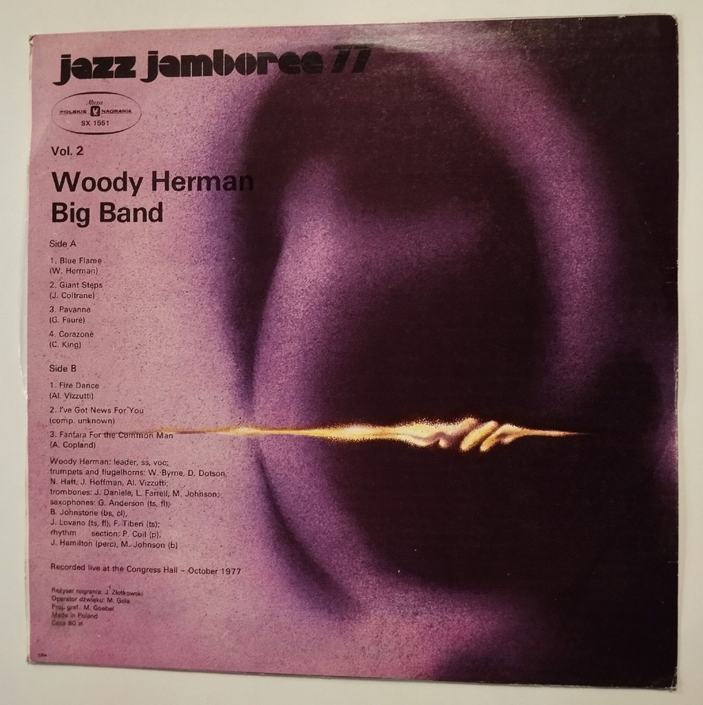 Винтажная виниловая пластинка LP Woody Herman Big Band Jazz Jamboree 77 Vol. 2 (Польша 1977)