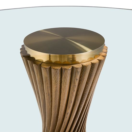 Круглый обеденный стол 1127/RT21042 из закаленного стекла и ореха Испания 