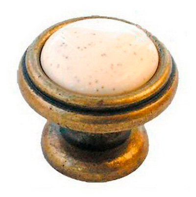 Ручка мебельная кнопка ОФК 734 (С 802) (ст.бронза+кремовый ) /80