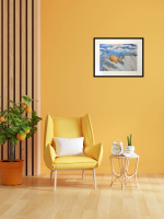 Картина авторская акварельная в паспарту 40х50 см на стену для интерьера "Рыбак"