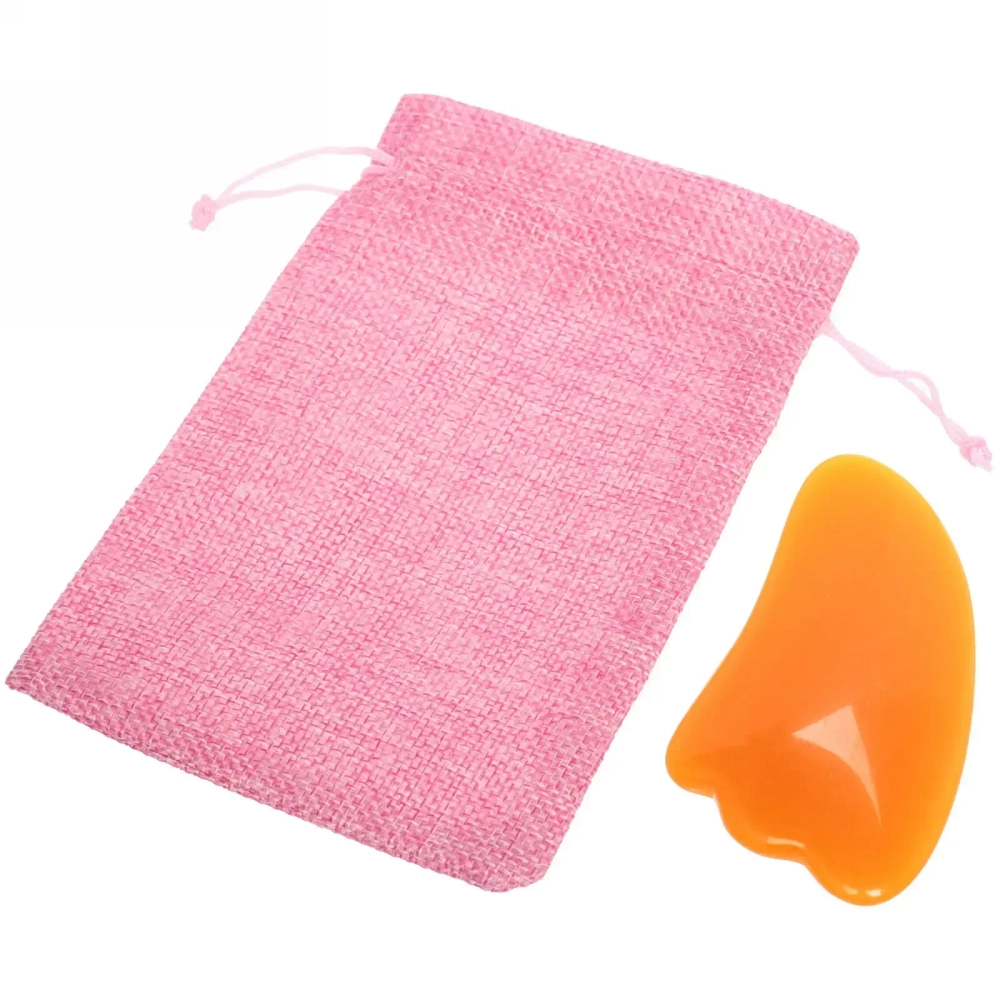 Массажер для лица и шеи декольте Лопатка «Gua sha», волна, цвет кораловый, в холщевом мешочке,10*5см/25,3гр