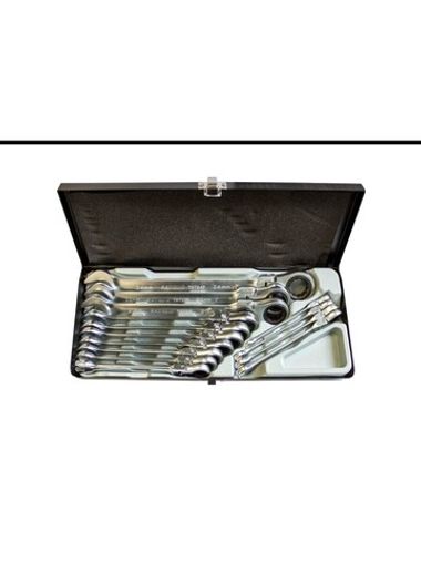 Набор ключей комбинированных трещоточных с шарниром 14пр. (8,10,11,12,13,14,15,16,17,18,19,21,22,24мм), в металлическом кейсе PATRON P-51140F