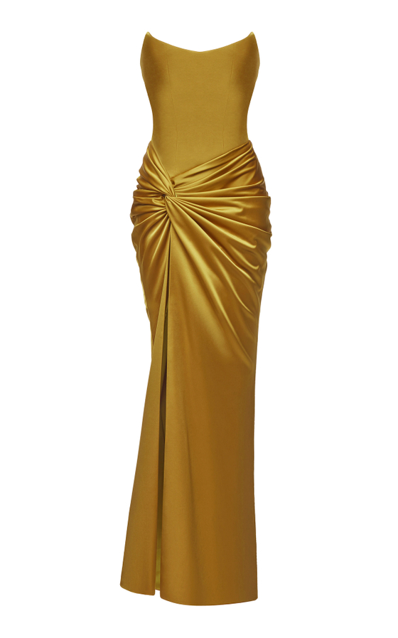 Платье макси корсетное с драпированной юбкой