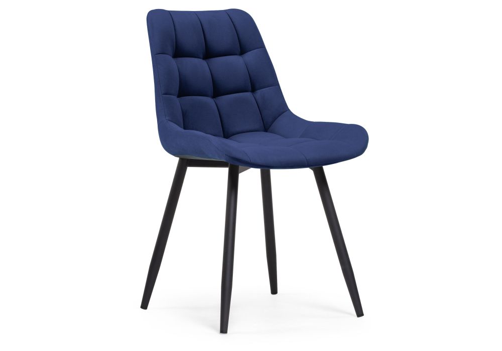 Стул на металлокаркасе Челси велюр синий / черный