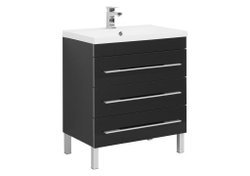 Тумба с раковиной Aquanet Верона NEW 75 черный (напольная 3 ящика)