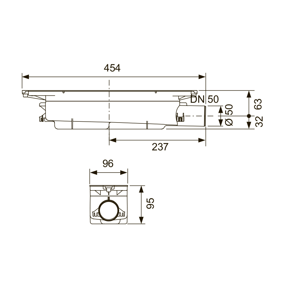 Сифон TECEdrainprofile "стандартный" DN50, боковой слив