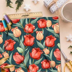 Ткань премиум Оксфорд 600D сумеречные тюльпаны