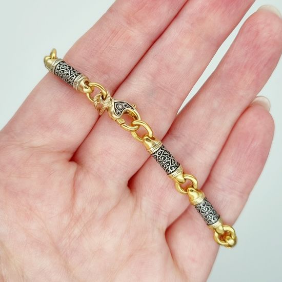 Браслет литой 4 мм. "Орнамент с крестом"